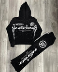 Riafu Women's Black Tracksuit with Heart and Star Graphic Design