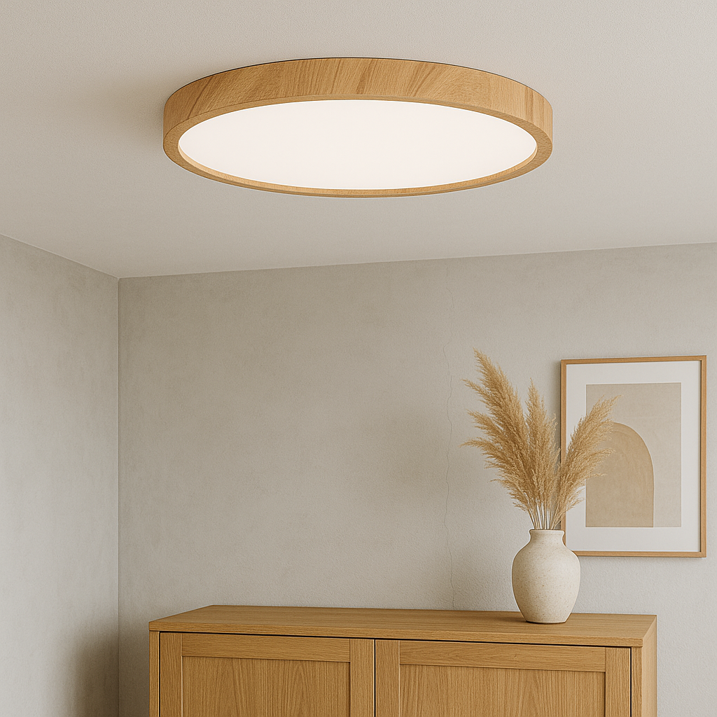 Wood Grain Ceiling Light | LED Round Flush Mount