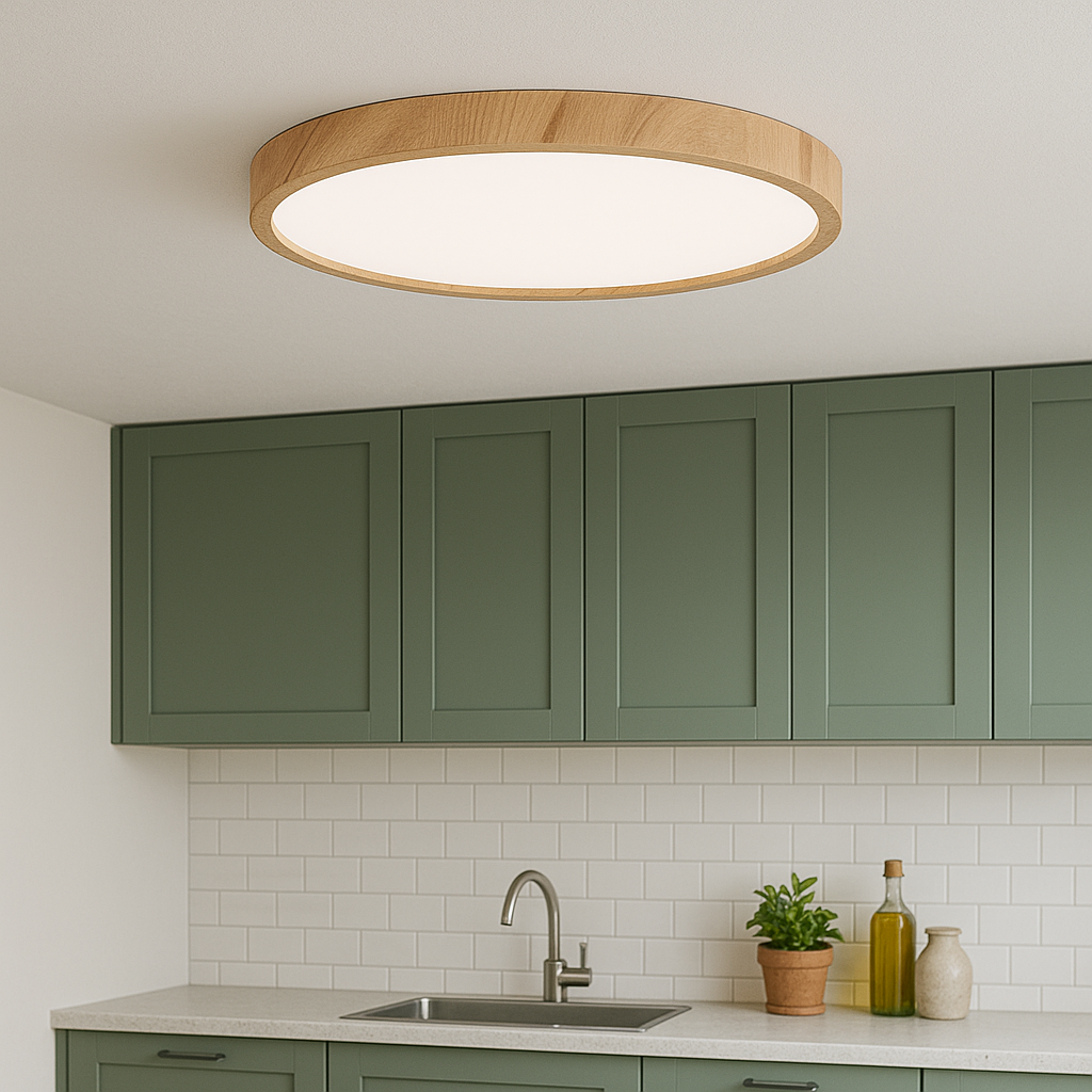 Wood Grain Ceiling Light | LED Round Flush Mount