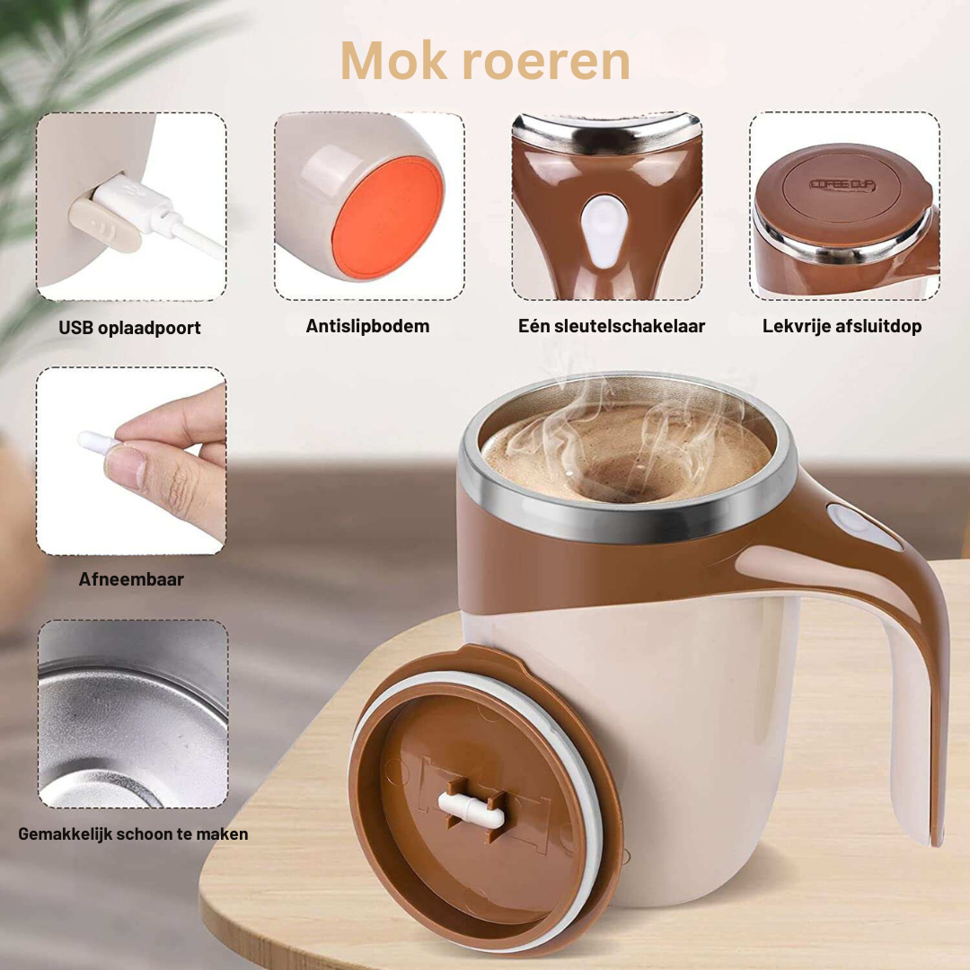 380ml Self-Stirring Travel Mug with USB Mixer – Automatic Coffee & Protein Shaker