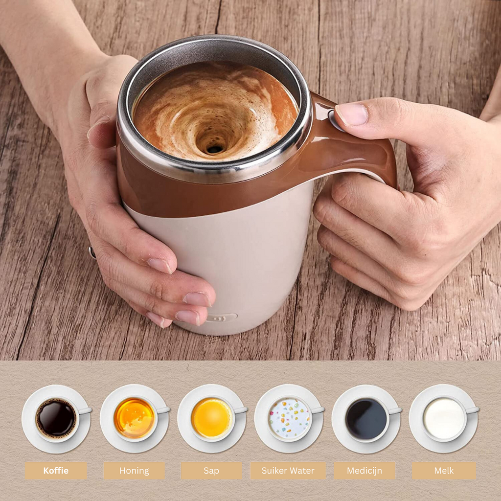 380ml Self-Stirring Travel Mug with USB Mixer – Automatic Coffee & Protein Shaker