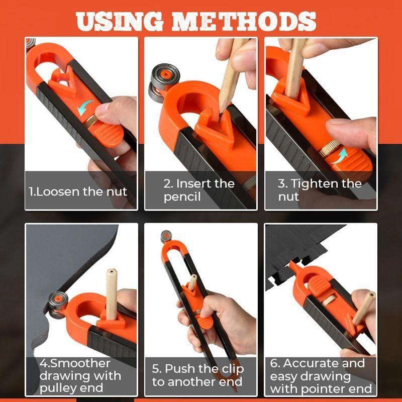 Contour Gauge Tool Locking Mechanism Double-Sided Metal & ABS