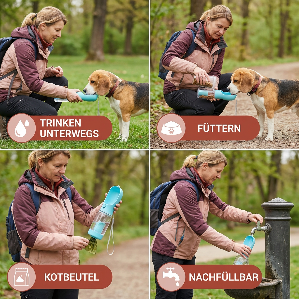 Dog Water Bottle 3-in-1 Food & Waste 600ml
