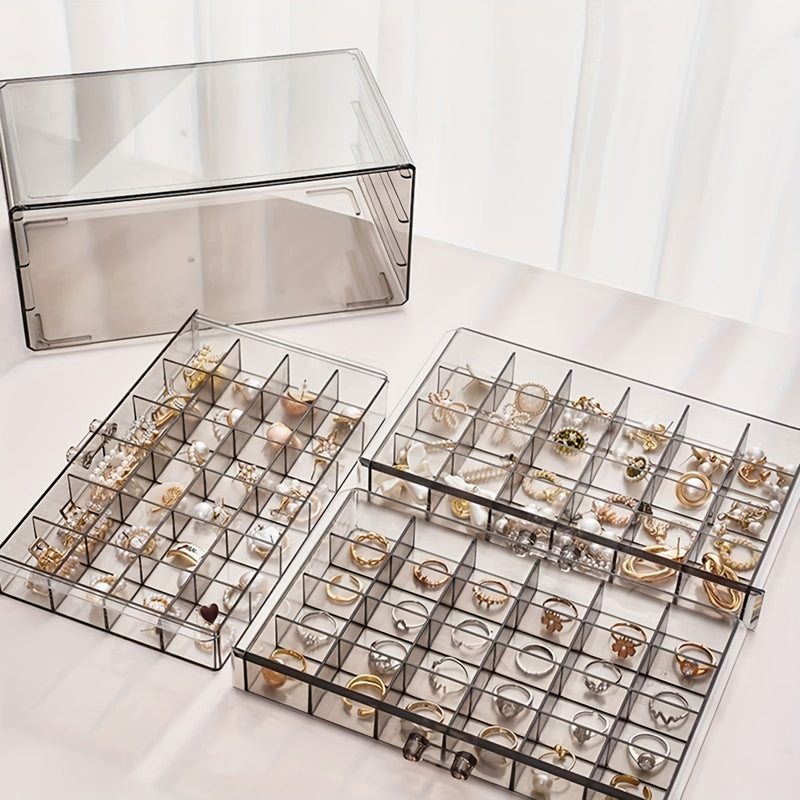 Clear Jewelry Storage Box | 3-Layer Organizer With 72 Compartments