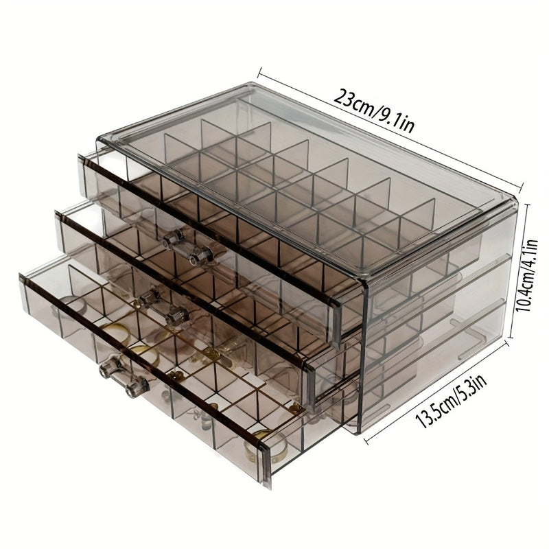 Clear Jewelry Storage Box | 3-Layer Organizer With 72 Compartments