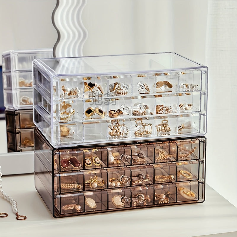 Clear Jewelry Storage Box | 3-Layer Organizer With 72 Compartments