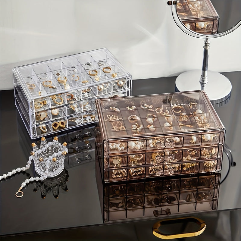 Clear Jewelry Storage Box | 3-Layer Organizer With 72 Compartments