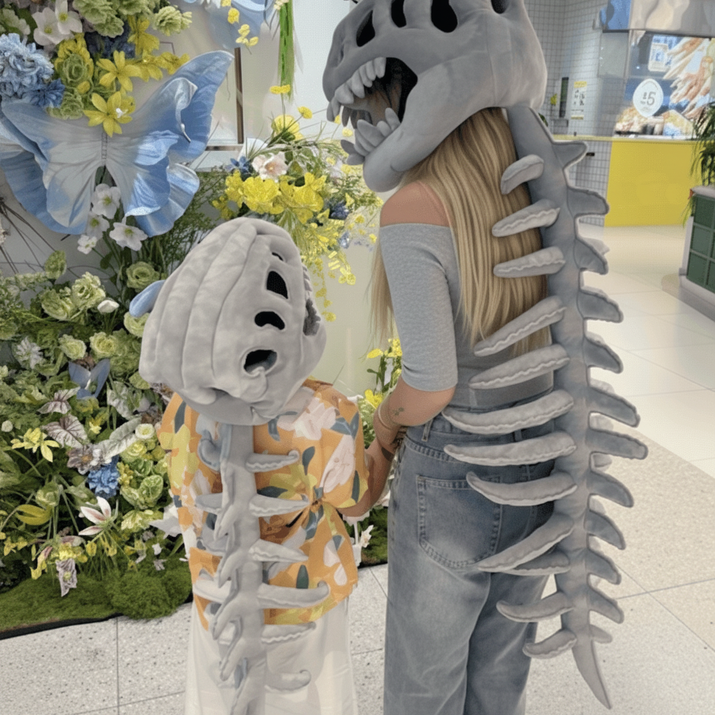 Riafu – Dinosaur Skeleton Costume | Plush Kids Outfit with 3D Design | Fun Dress-Up for Halloween and Parties