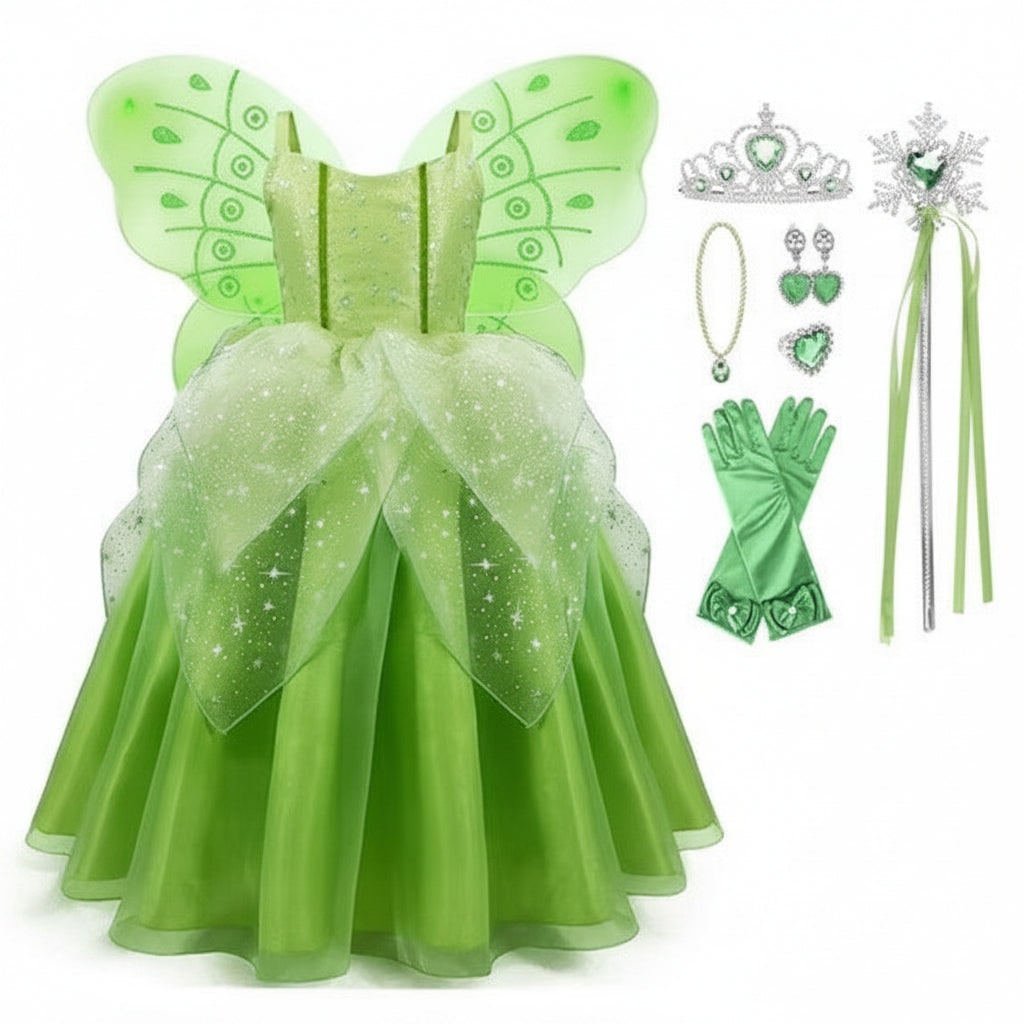 Riafu – Enchanting Fairy Princess Costume Set for Girls with Accessories | Perfect for Halloween and Role Play