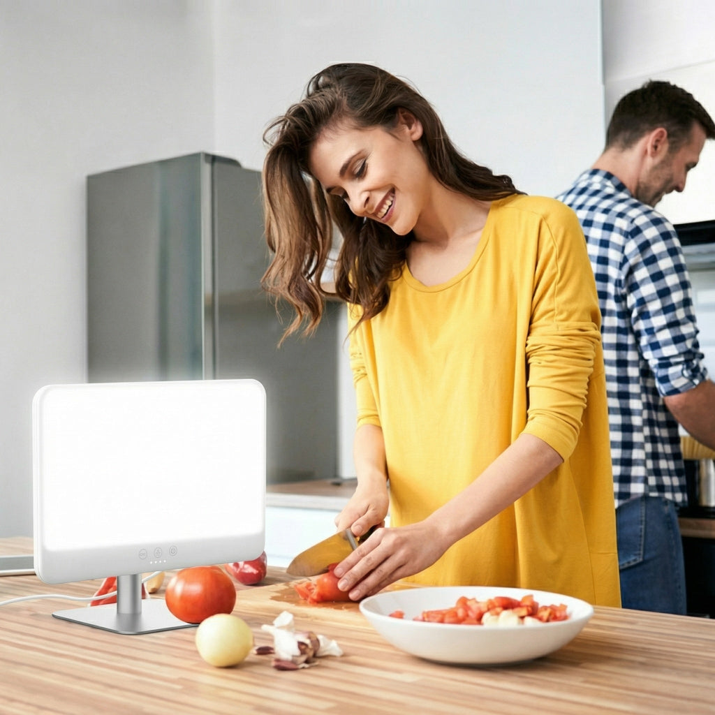 LED Light Therapy Lamp with 10,000 Lux Output and Adjustable Brightness, Flicker-Free