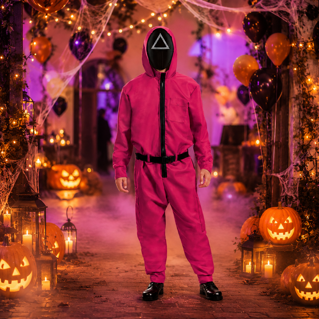 Riafu – Festive Costume Collection | Halloween Jumpsuit Costume with Mask & Belt | Complete Outfit for Themed Parties