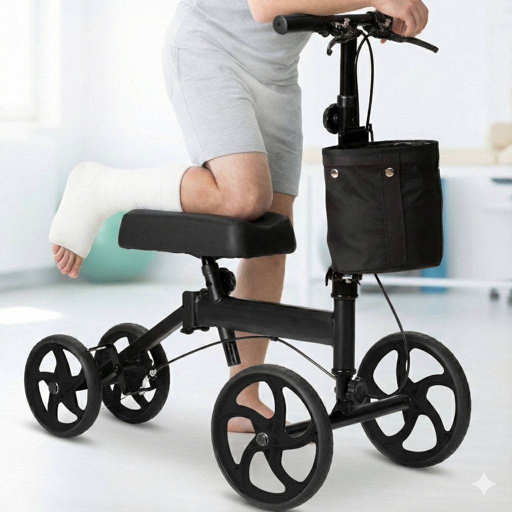 Riafu Knee Scooter Foldable Walker for Foot Surgery Adult Crutch Alternative