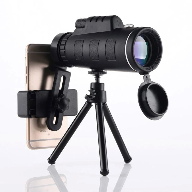 Riafu 10X HD Monocular - High Power Monocular With Smartphone Holder & Tripod