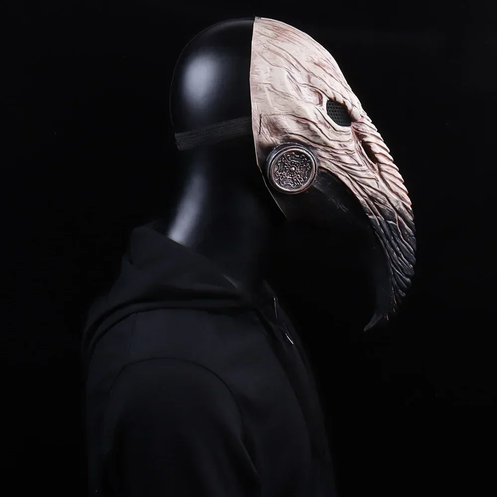 Steampunk Plague Doctor Halloween Mask with Long Latex Bird Beak