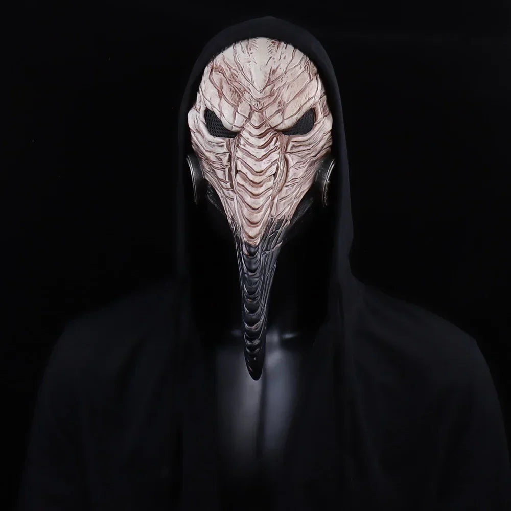 Steampunk Plague Doctor Halloween Mask with Long Latex Bird Beak