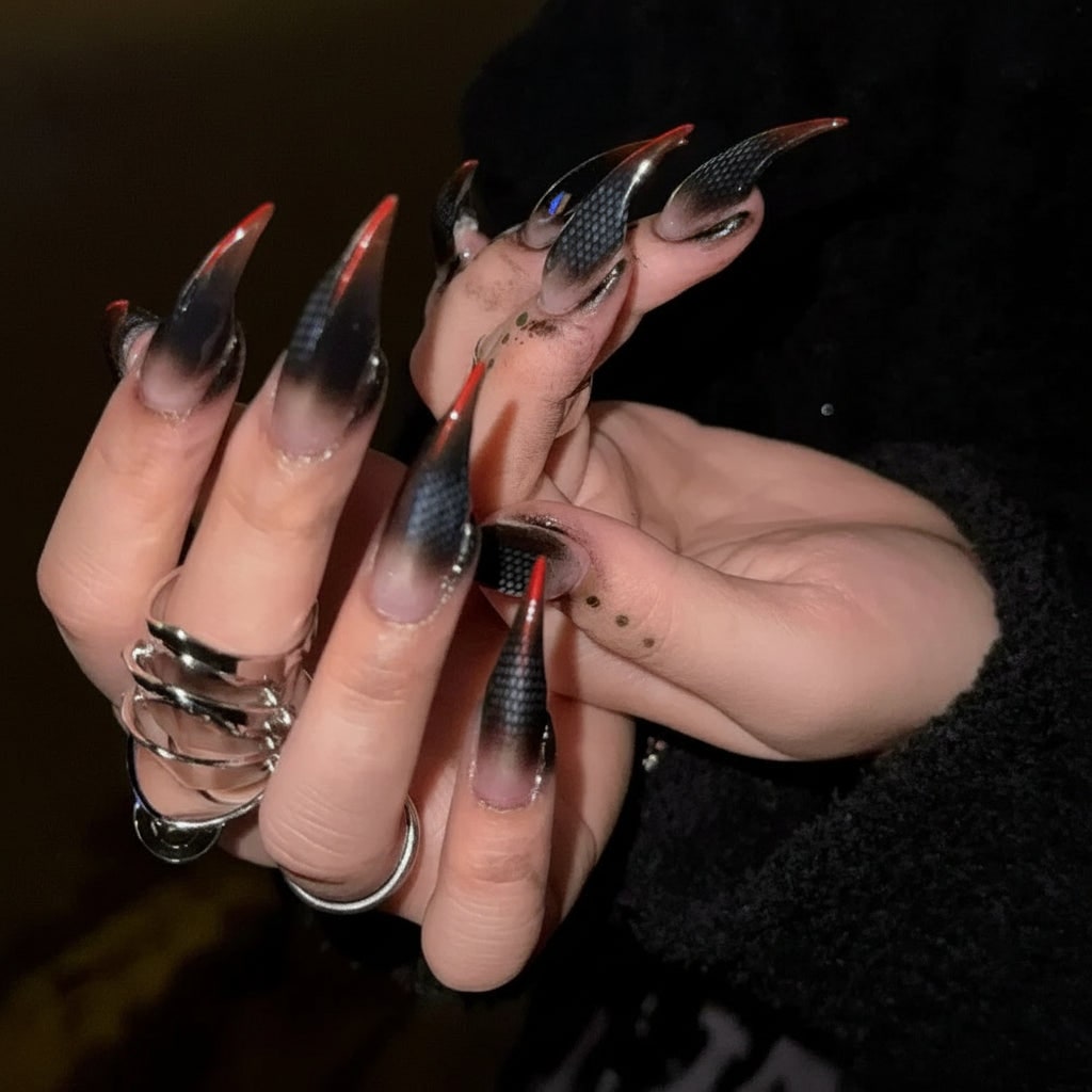 Riafu – Halloween Glam | Reusable Press-On Nails with Claw Shape Design | Perfect for Costume Parties