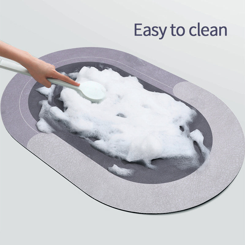 Riafu Absorbent Bath Mat (Oval) - Waterproof & Non slip Rubber Shower Mat