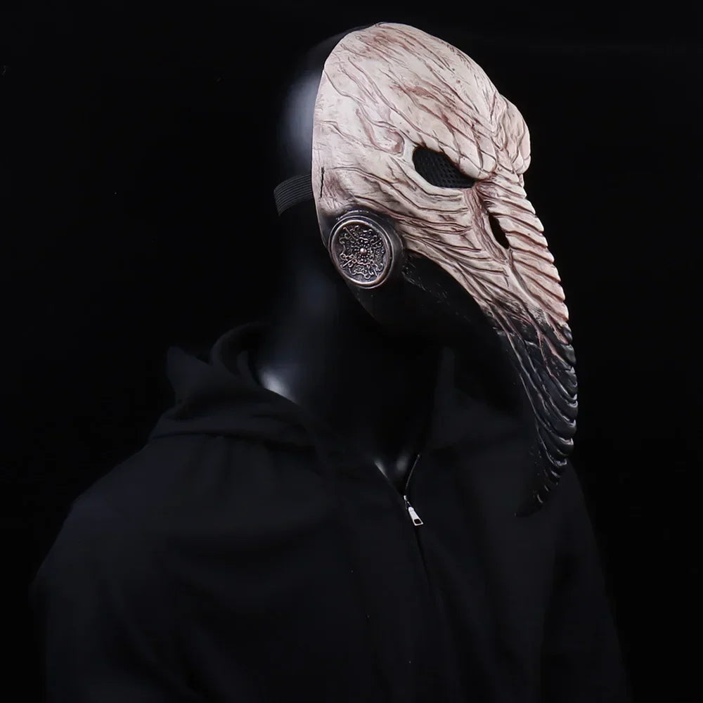 Steampunk Plague Doctor Halloween Mask with Long Latex Bird Beak