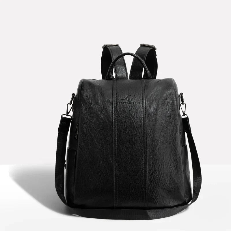 Leather Backpack with Convertible Strap and Anti Theft Design for Women