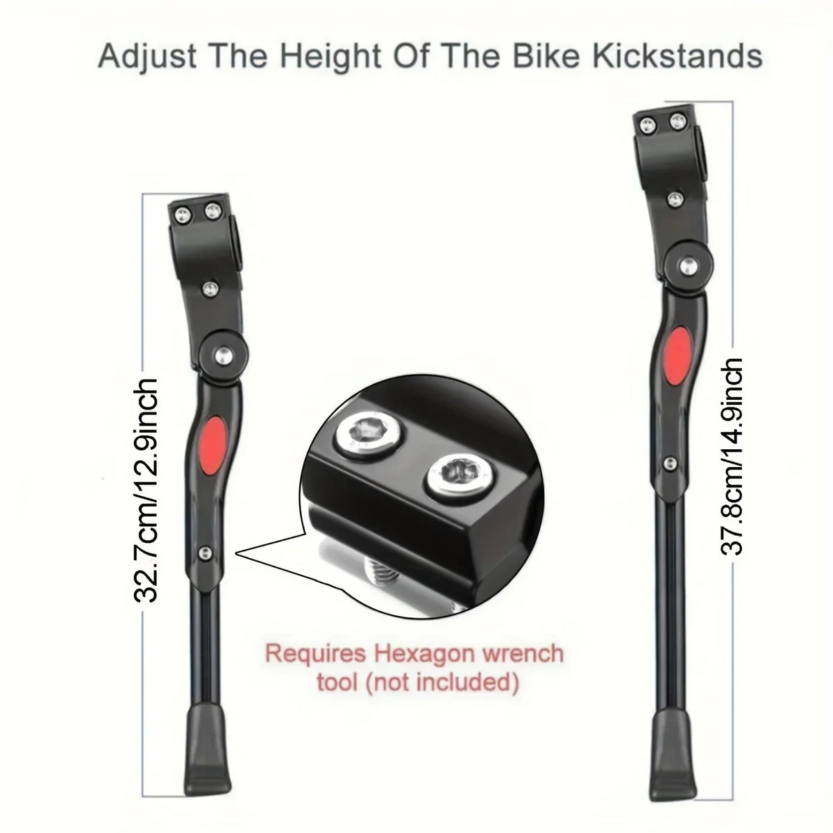 Adjustable Bicycle Kickstand, Robust Side Support for Stable Parking