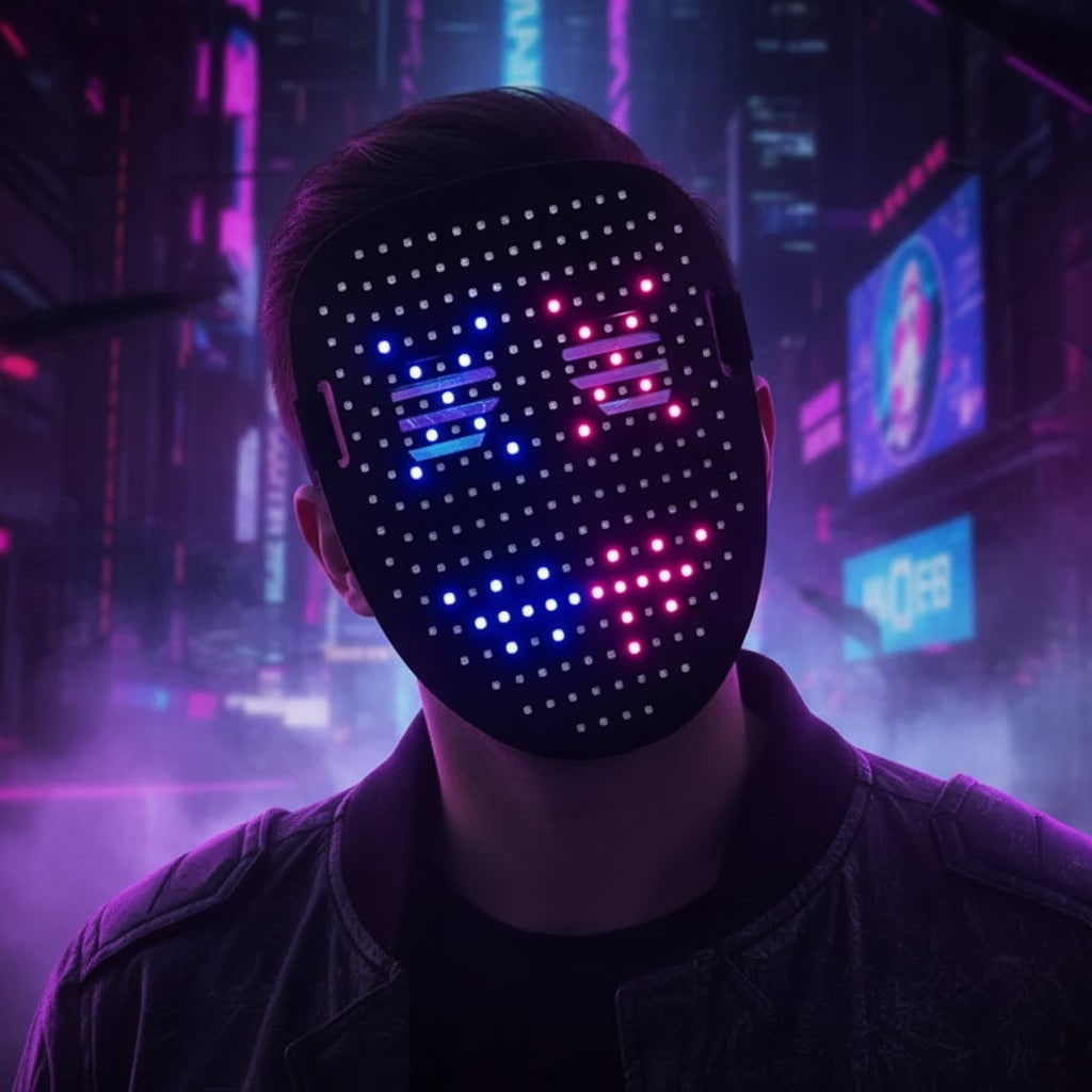 Riafu – Illuminated Costume Mask | LED Full Face Design for Halloween Parties
