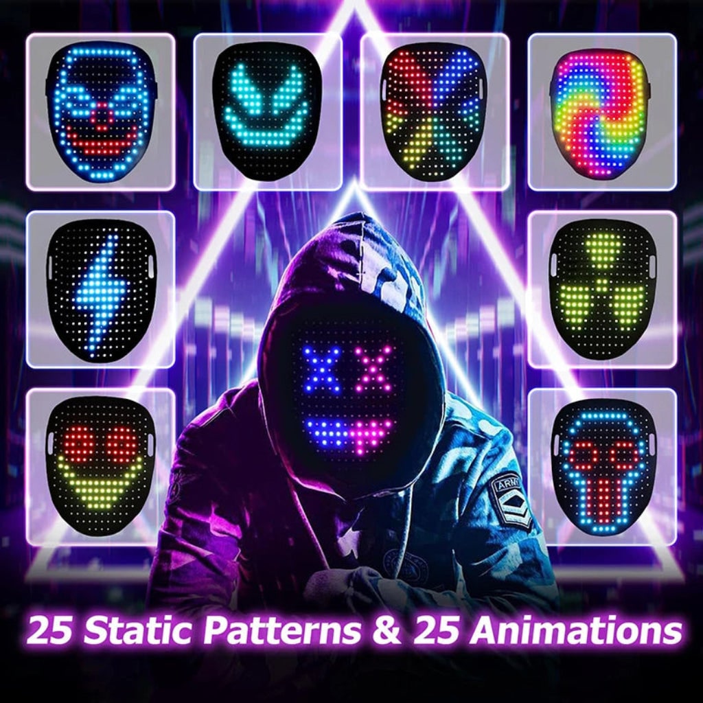 Riafu – Illuminated Costume Mask | LED Full Face Design for Halloween Parties