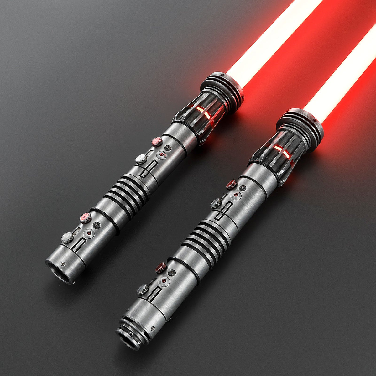 Double-Bladed LED Cosplay Saber Set with Weathered Hilts