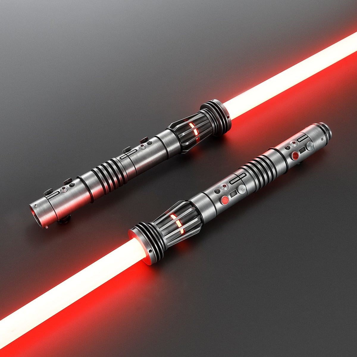 Double-Bladed LED Cosplay Saber Set with Weathered Hilts