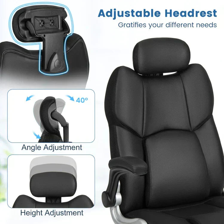 Riafu Ergonomic Office Chair with Kneading Massage & Adjustable Headrest – Reclining, Padded Seat