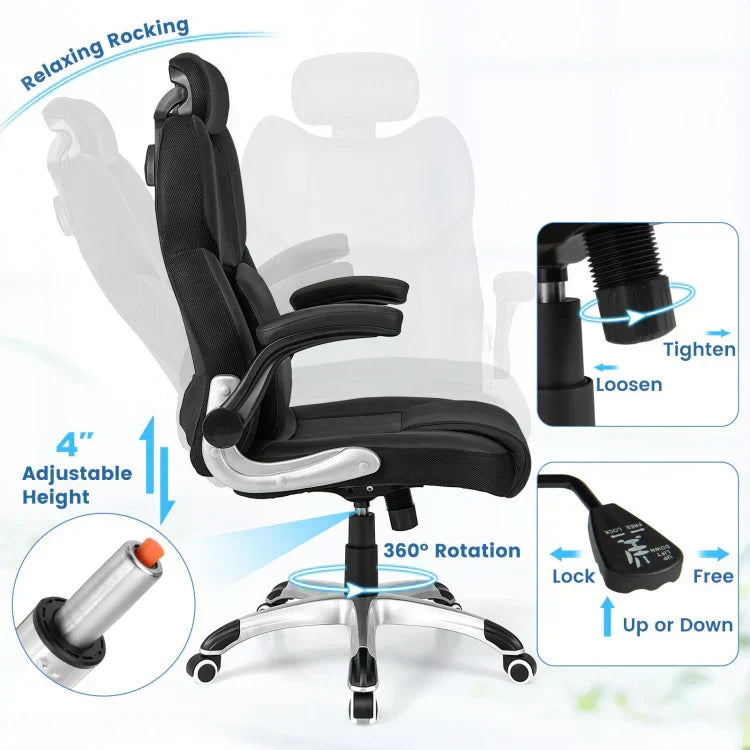Riafu Ergonomic Office Chair with Kneading Massage & Adjustable Headrest – Reclining, Padded Seat