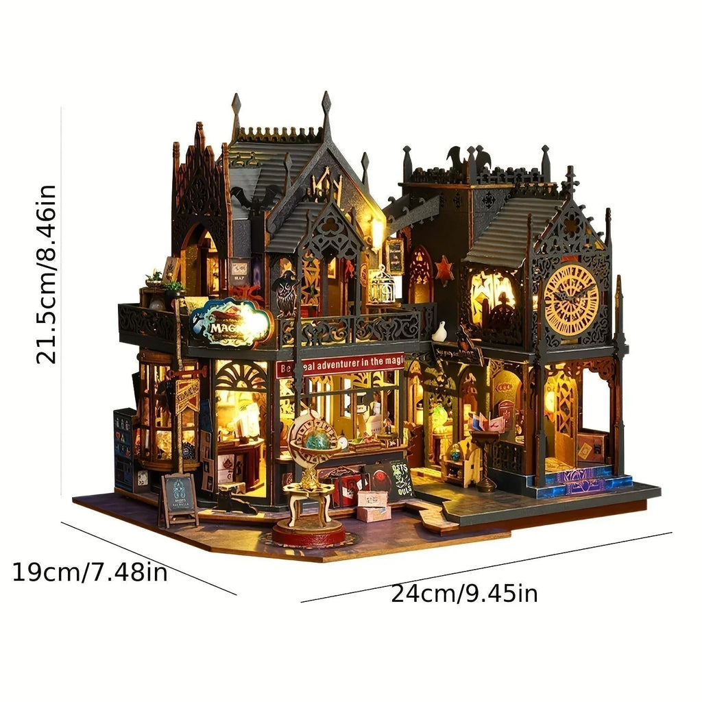 3D Wooden Puzzle Snap-Together Built-In LED Bookend