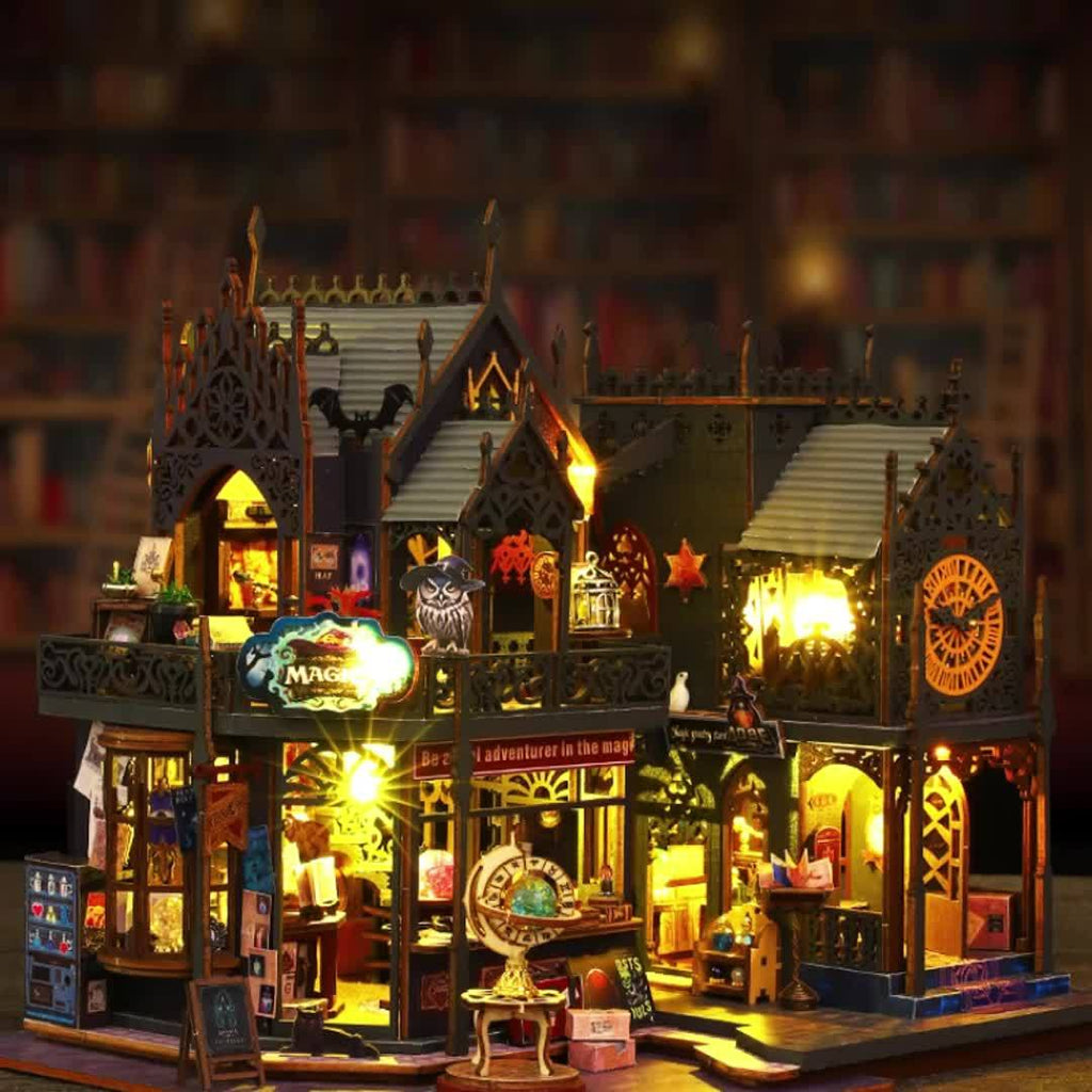3D Wooden Puzzle Snap-Together Built-In LED Bookend