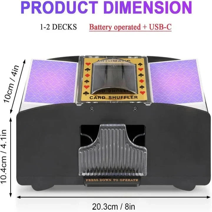 Automatic Card Shuffler Battery-Powered Dual-Deck
