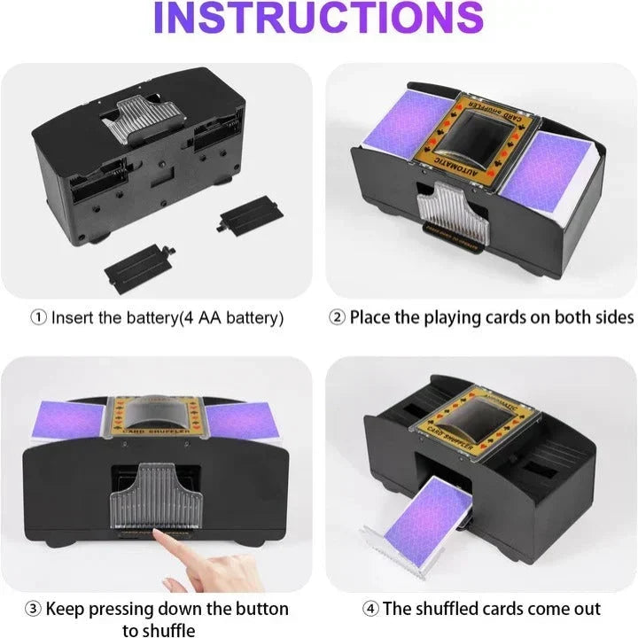 Automatic Card Shuffler Battery-Powered Dual-Deck