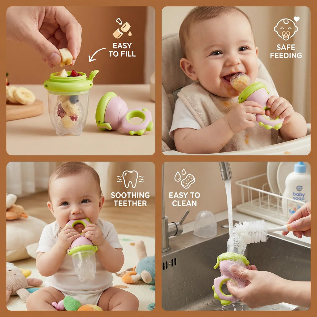 Baby Fruit Feeder Food Grade Silicone Press Plunger