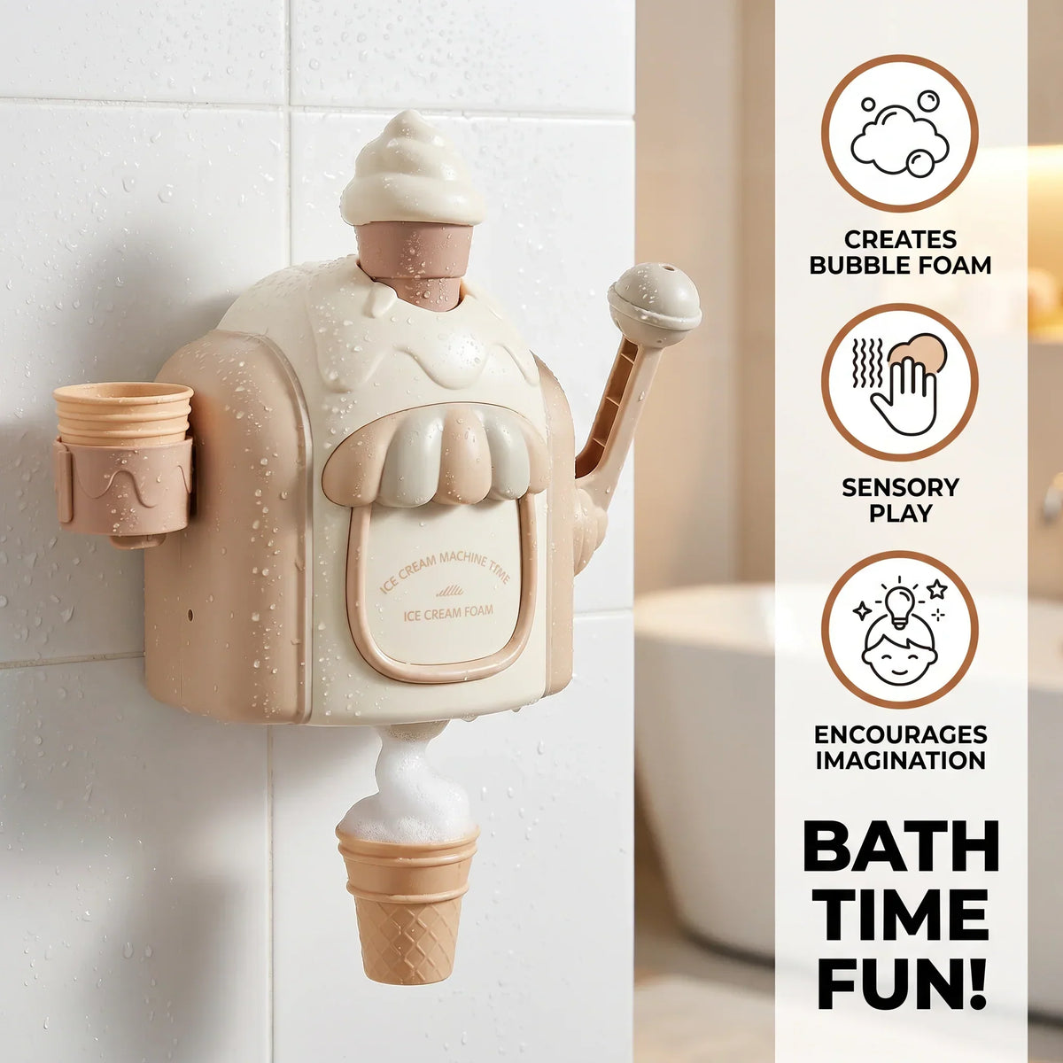 Bath Toy Ice Cream Cone Battery Operated Suction Cup