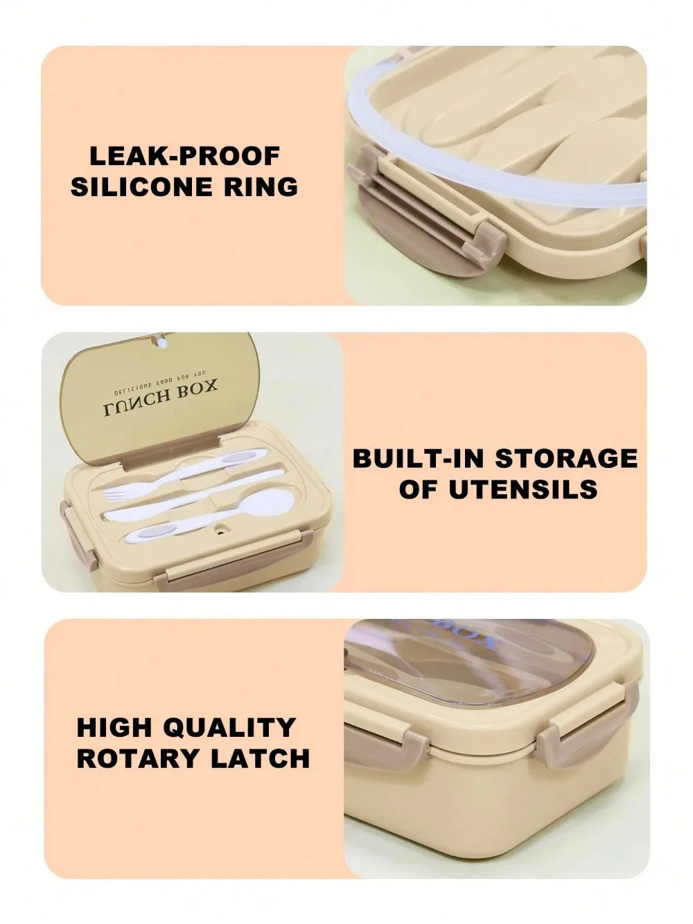 Bento Box 4 Sealed Compartments With Cutlery