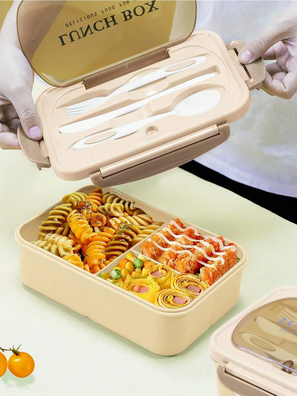 Bento Box 4 Sealed Compartments With Cutlery