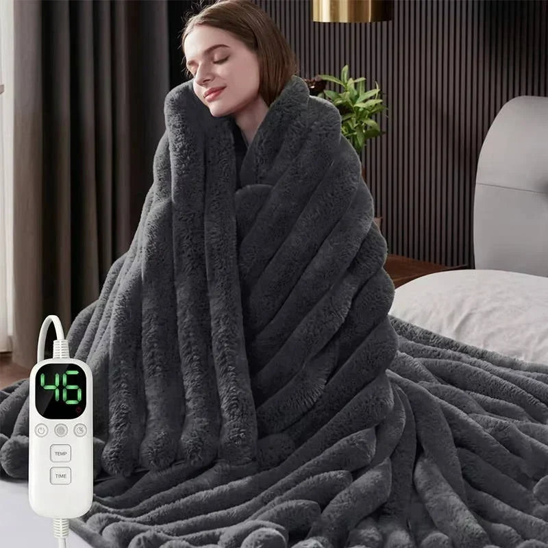 Heated Throw Blanket Faux Fur 12 Heat Settings