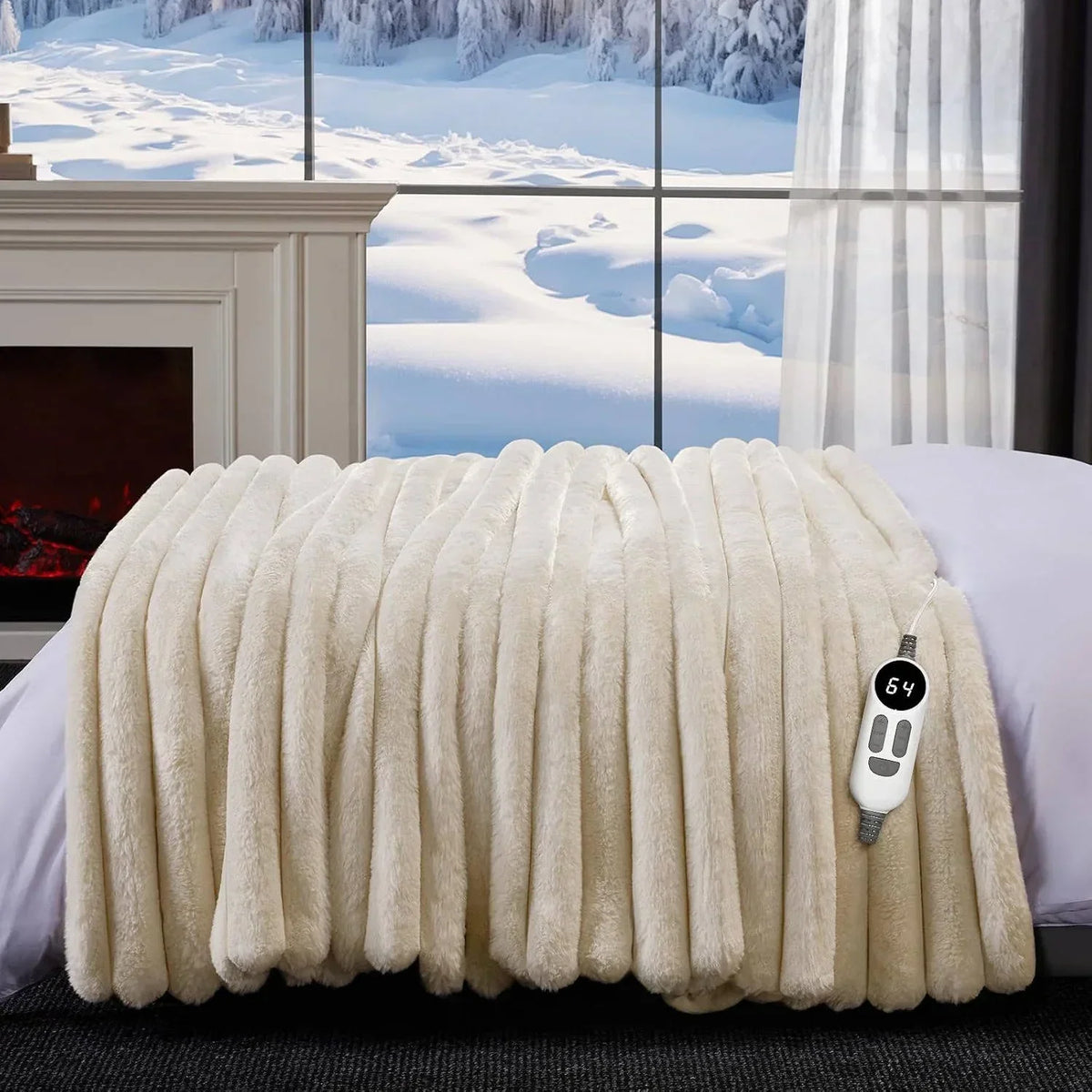 Heated Throw Blanket Faux Fur 12 Heat Settings
