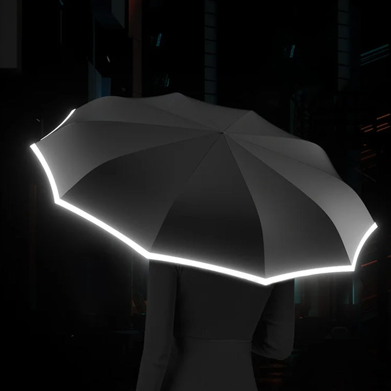 Compact Travel Umbrella | Windproof Folding Design with Safety Reflectors