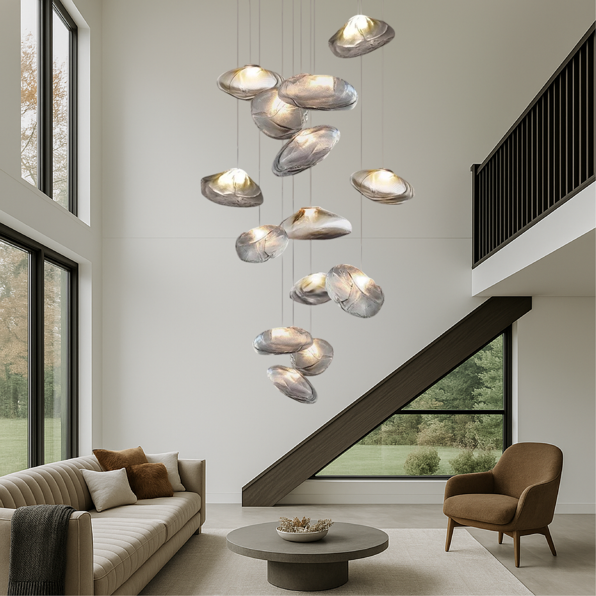 Modern Glass Chandelier | Floating Petal Design