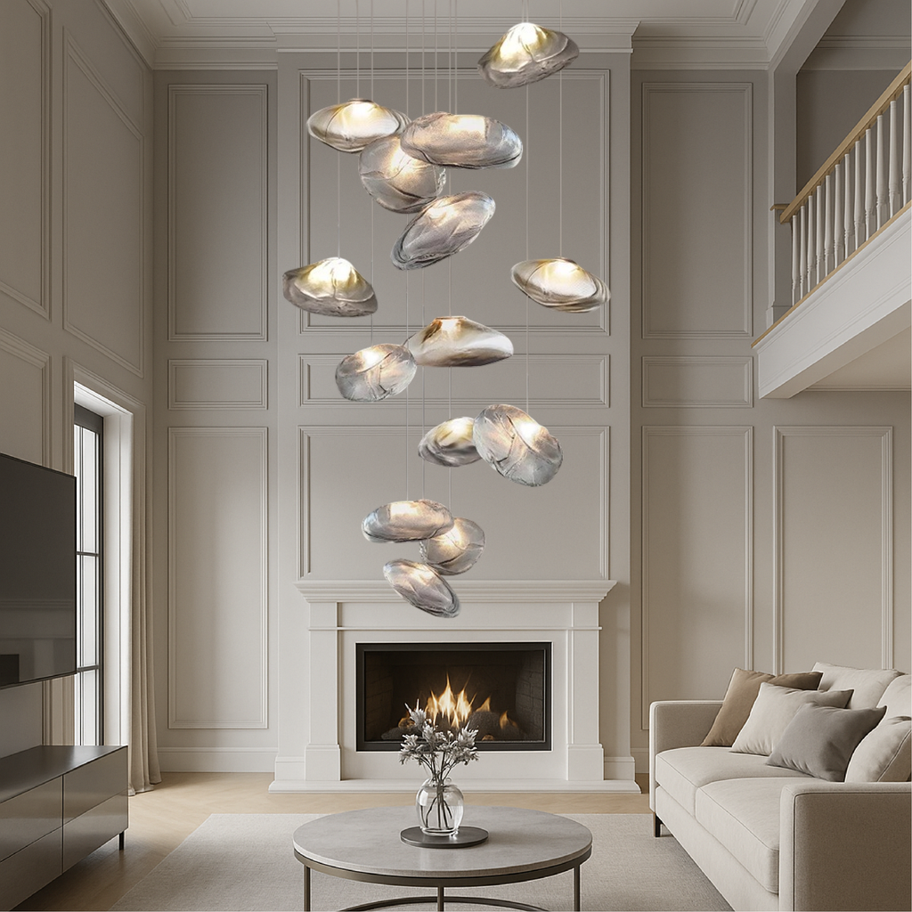 Modern Glass Chandelier | Floating Petal Design