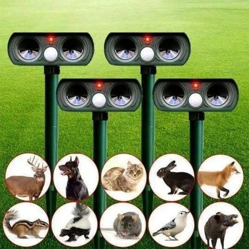 Riafu Solar Ultrasonic Fox Deterrent – Motion-Activated Animal Repeller for Garden, Lawn & Outdoor