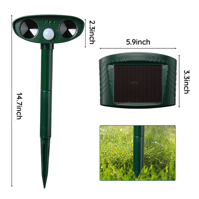Riafu Solar Ultrasonic Fox Deterrent – Motion-Activated Animal Repeller for Garden, Lawn & Outdoor