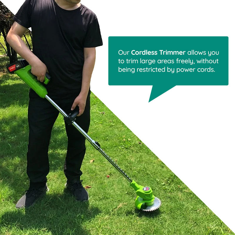 Riafu Cordless Grass Strimmer – Battery Powered Garden Trimmer with Steel Blades