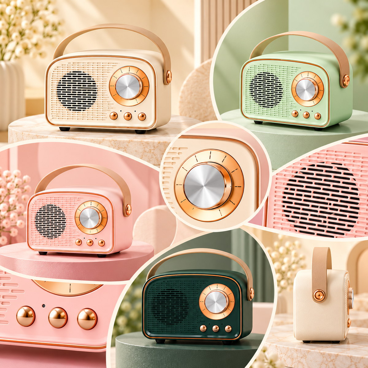 Portable Bluetooth Speaker Retro Vintage Compact Handle