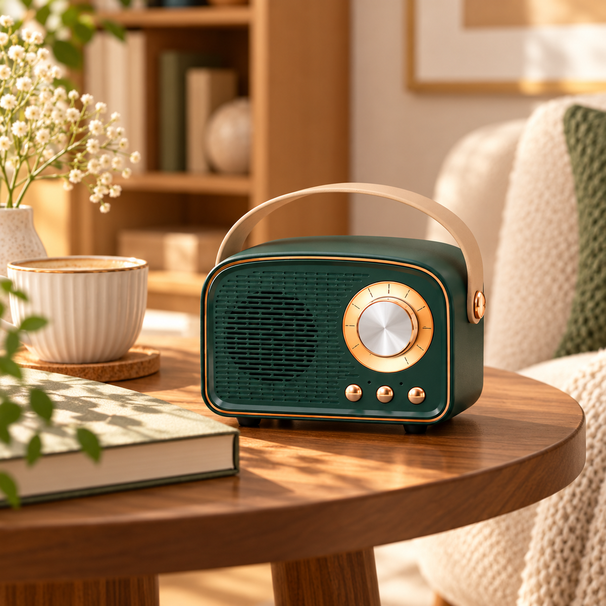 Portable Bluetooth Speaker Retro Vintage Compact Handle