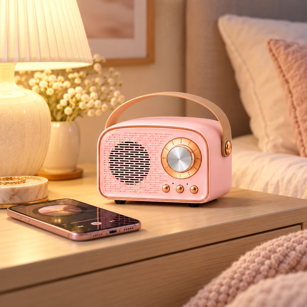 Portable Bluetooth Speaker Retro Vintage Compact Handle