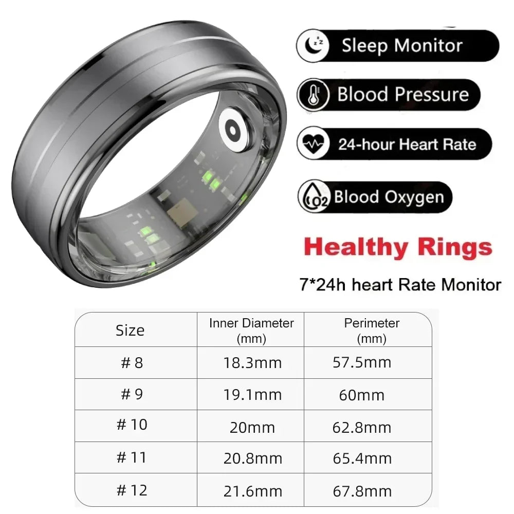 Fitness Tracker Smart Ring with Bluetooth 5.1 and Wellness Monitoring